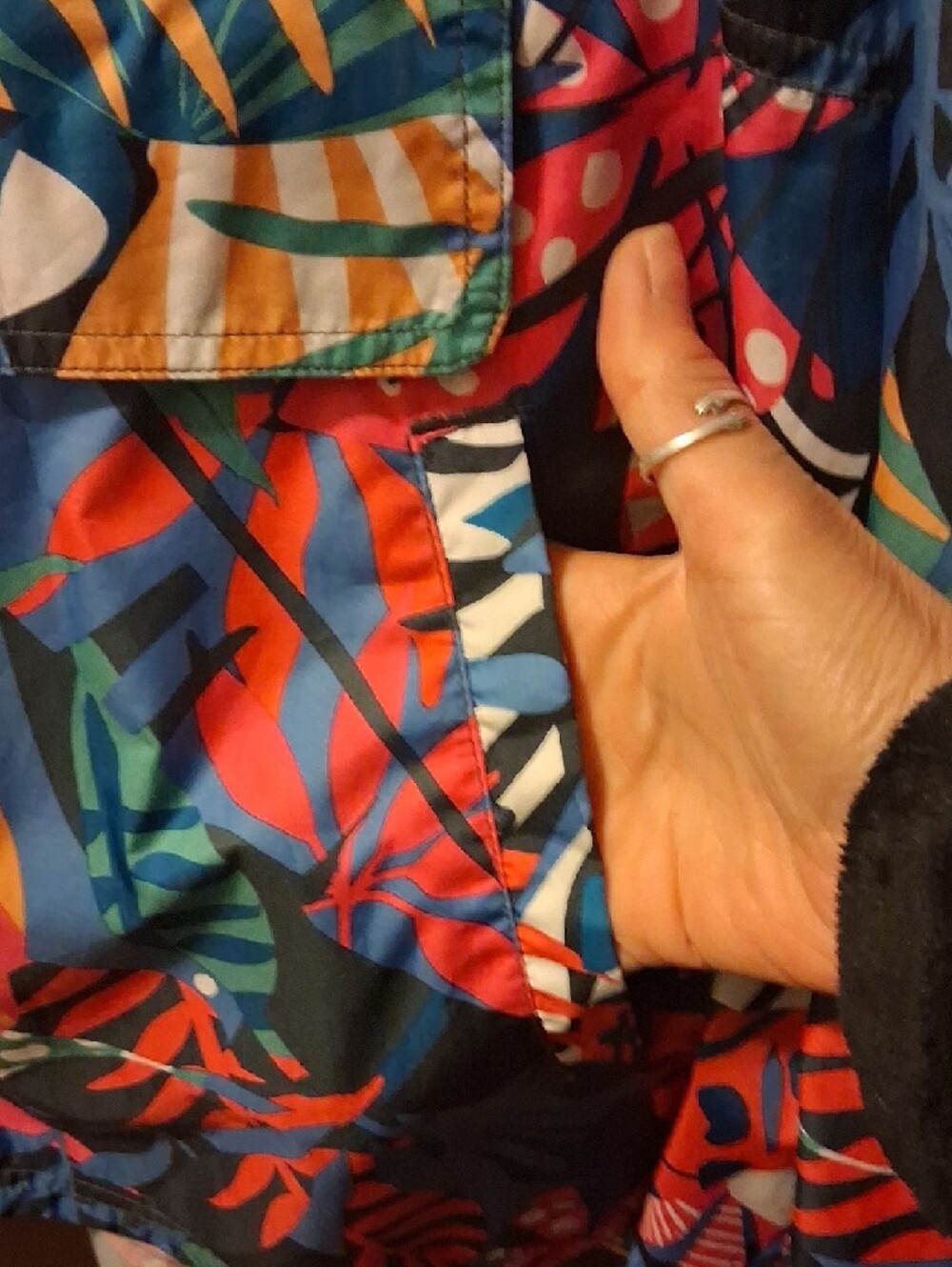 Lauren James Tropical Print Anorak Windbreaker Hood Folds Up Into Pouch Size XL - Picture 5 of 15